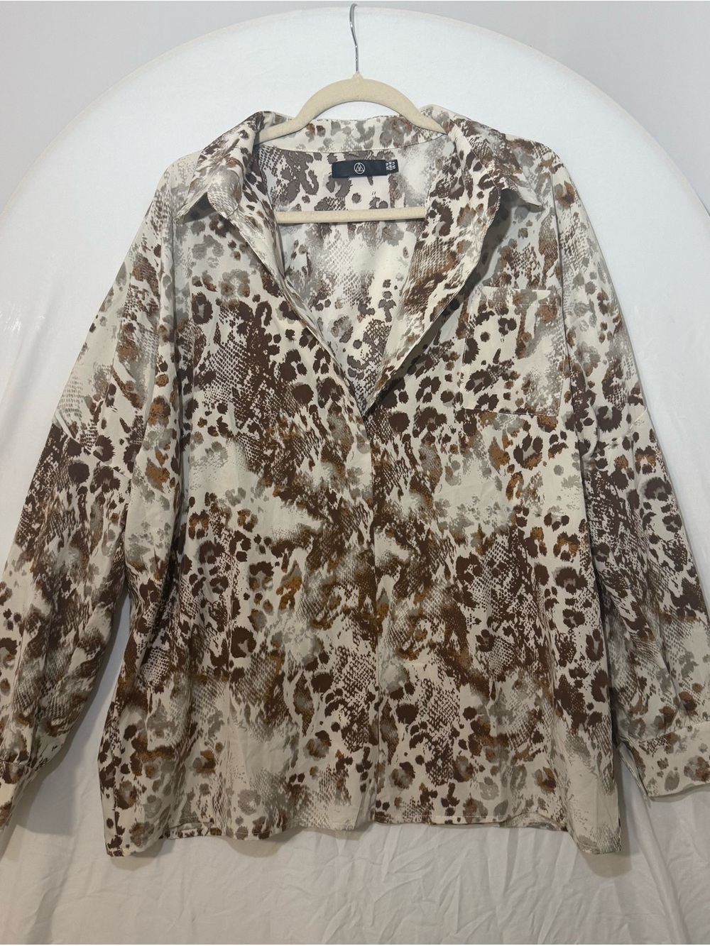 Missguided Brown and Cream Animal Print Shirt